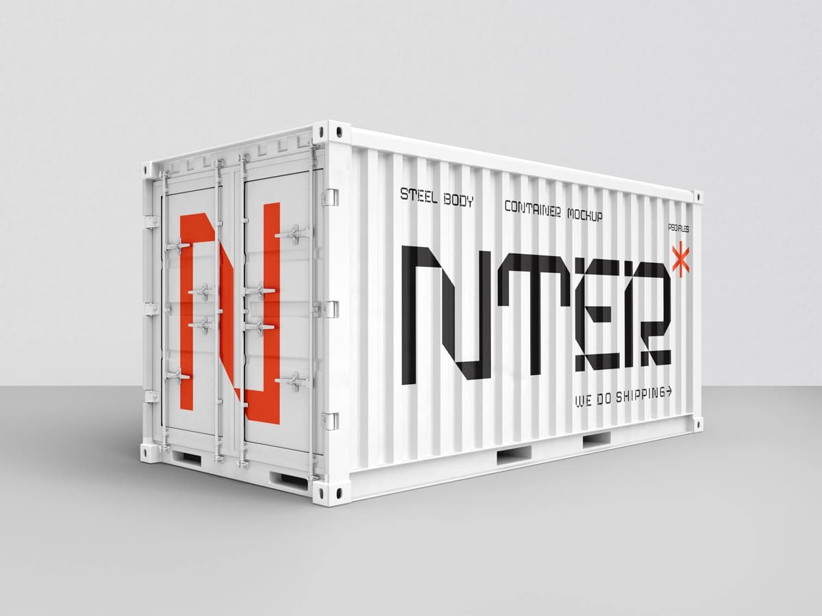 Yuk tashish konteynerini saqlash maketi | Shipping container storage mockup