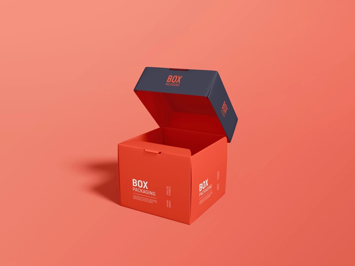 Qog'oz mahsulot yetkazib berish qutisi brendi maketi | Paper product delivery box branding mockup