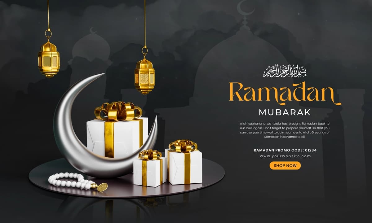 Ramazon muborak 3d ijtimoiy media post dizayn shabloni | Ramadan mubarak 3d social media post design template