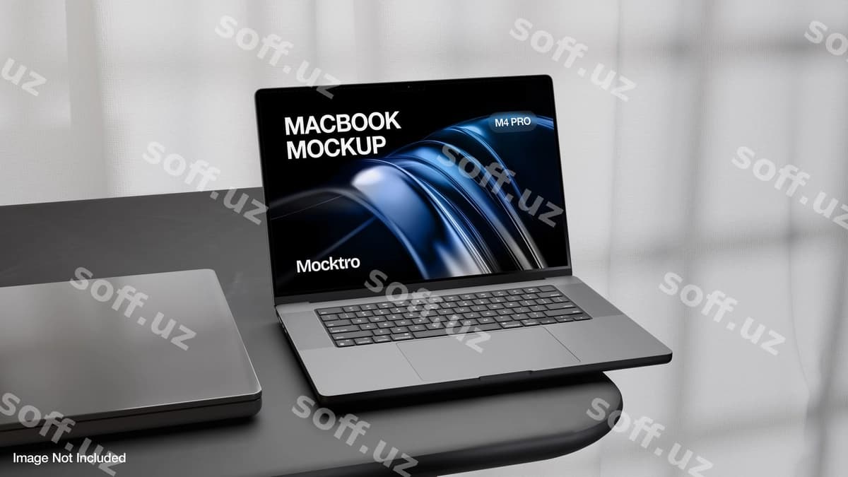 Macbook pro maketi zamonaviy stol | Macbook pro mockup modern table