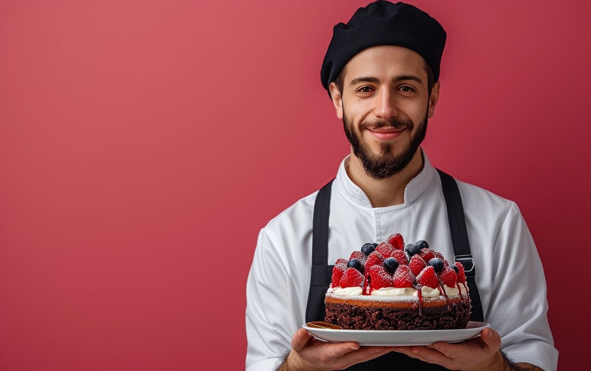 Tug'ilgan kun fonida tort tutgan odam | Man holding cake birthday background