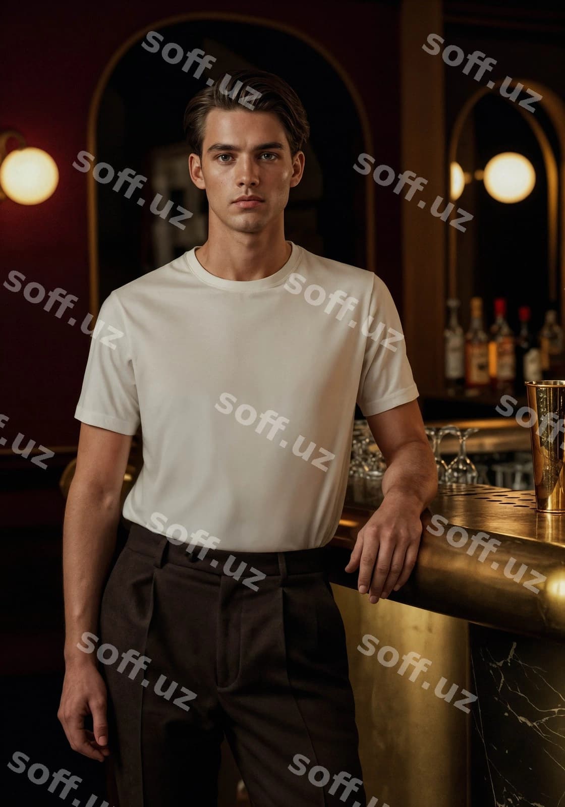 Oq ko'ylak kiygan erkakning maketi | Man wearing white shirt mockup