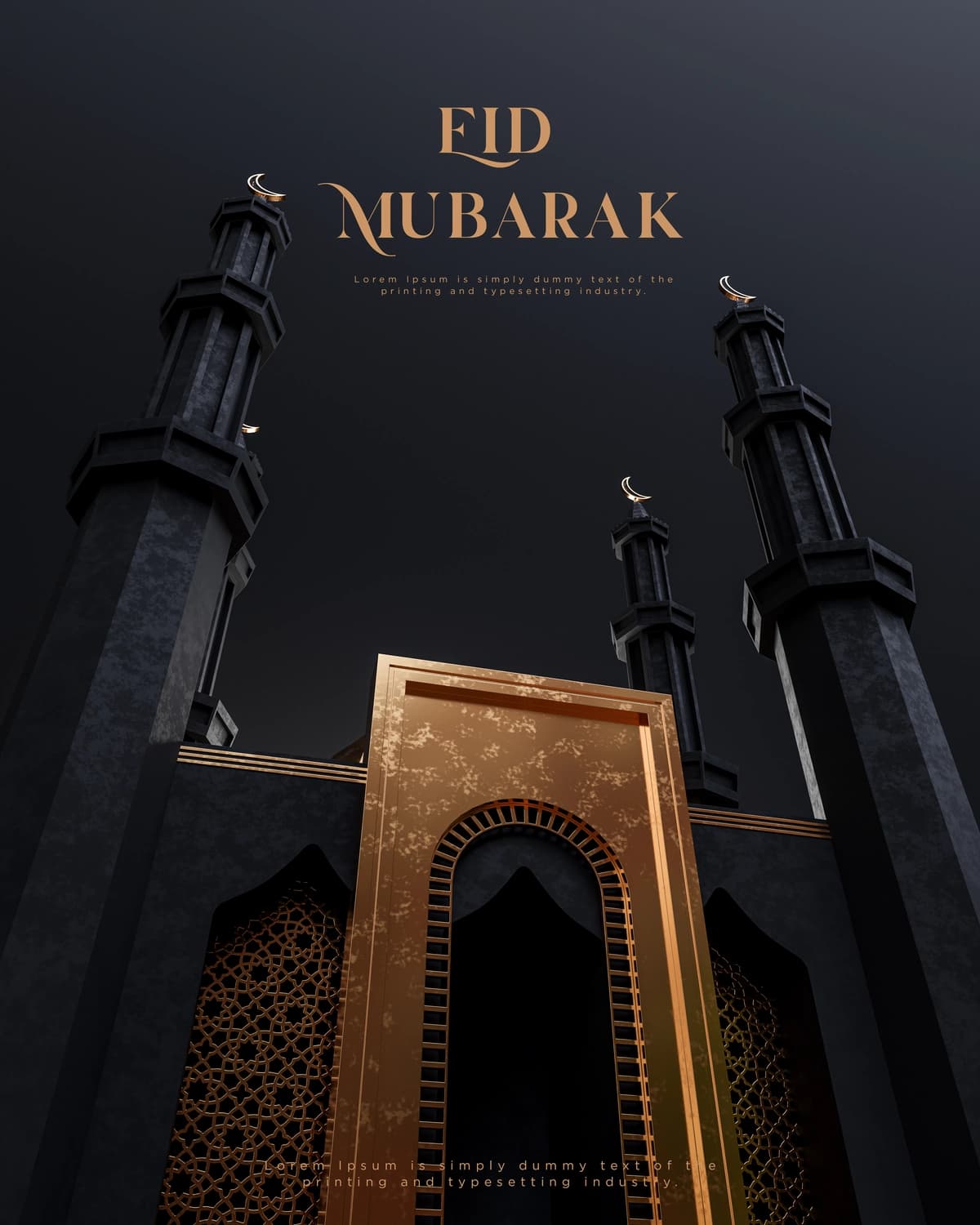 Iyd al fitr hayit muborak qora masjid islomiy bezak tabriklari | Eid al fitr eid mubarak black mosque islamic decoration greetings