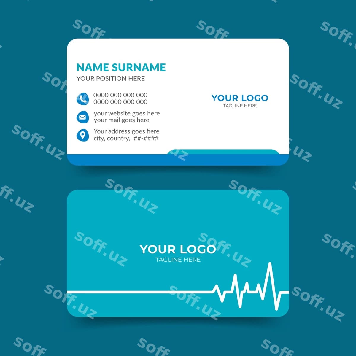 Tibbiy tashrif qog'ozi dizayni shabloni | Medical business card design template