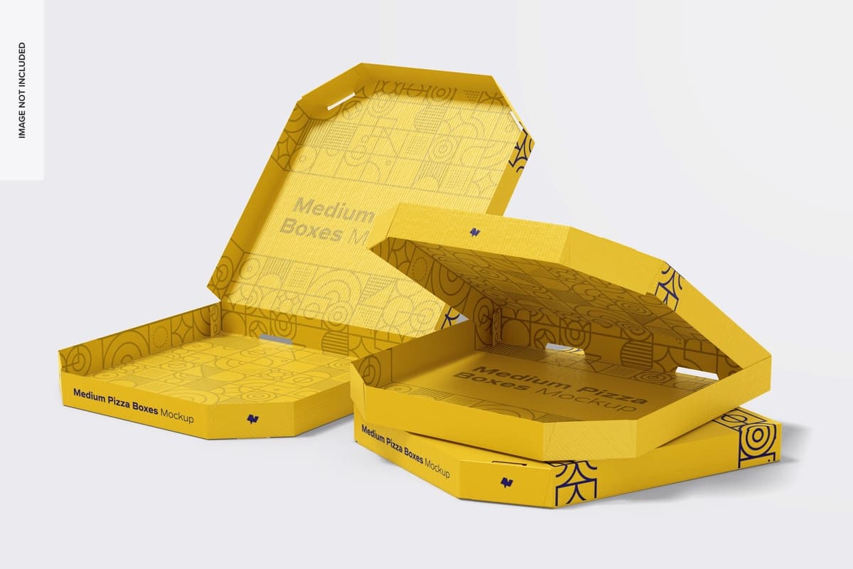 O'rta pizza qutilari maketi | Medium pizza boxes mockup