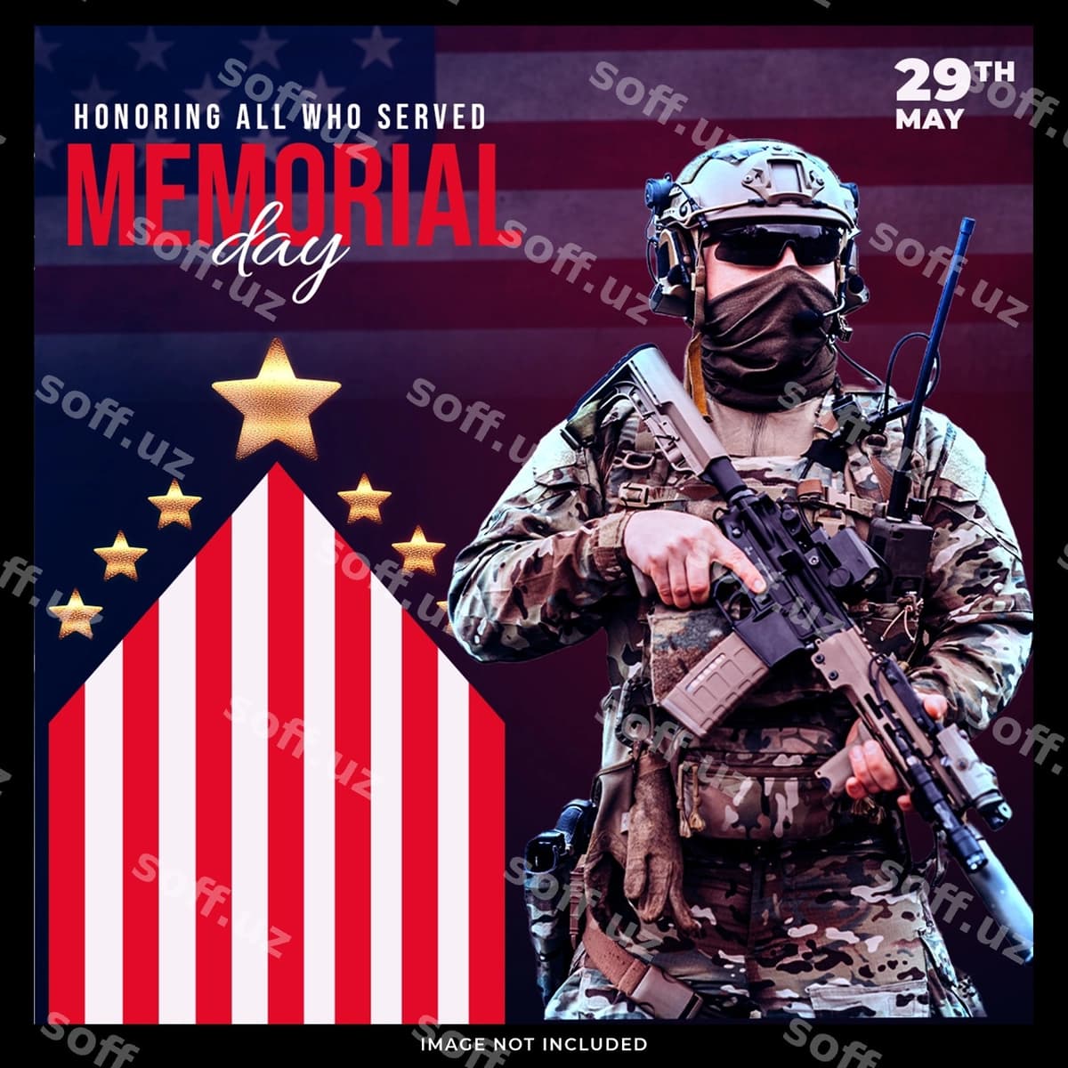 Xotira kun post dizayn shabloni | Memorial day post design template