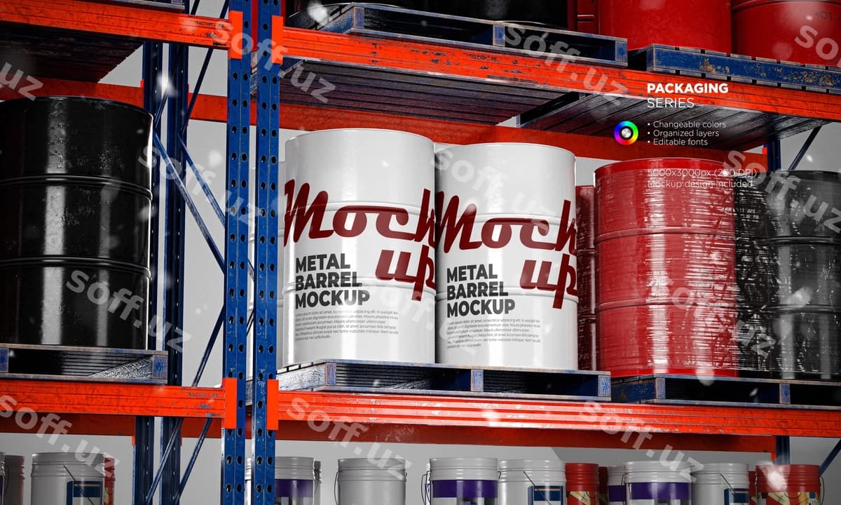 Metal bombo lar namunasi | Metal drum barrels mockup