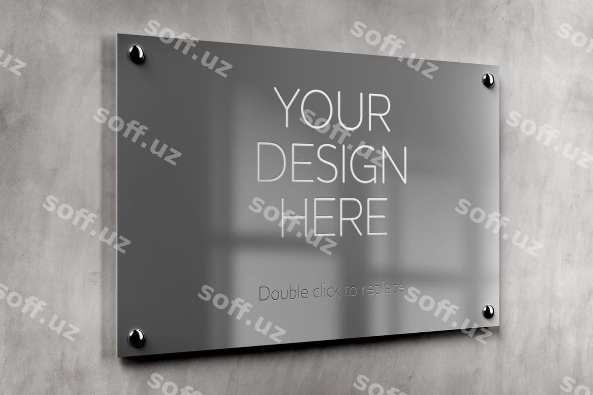 Metal ofis plaqka mockup | Metal office plate mockup