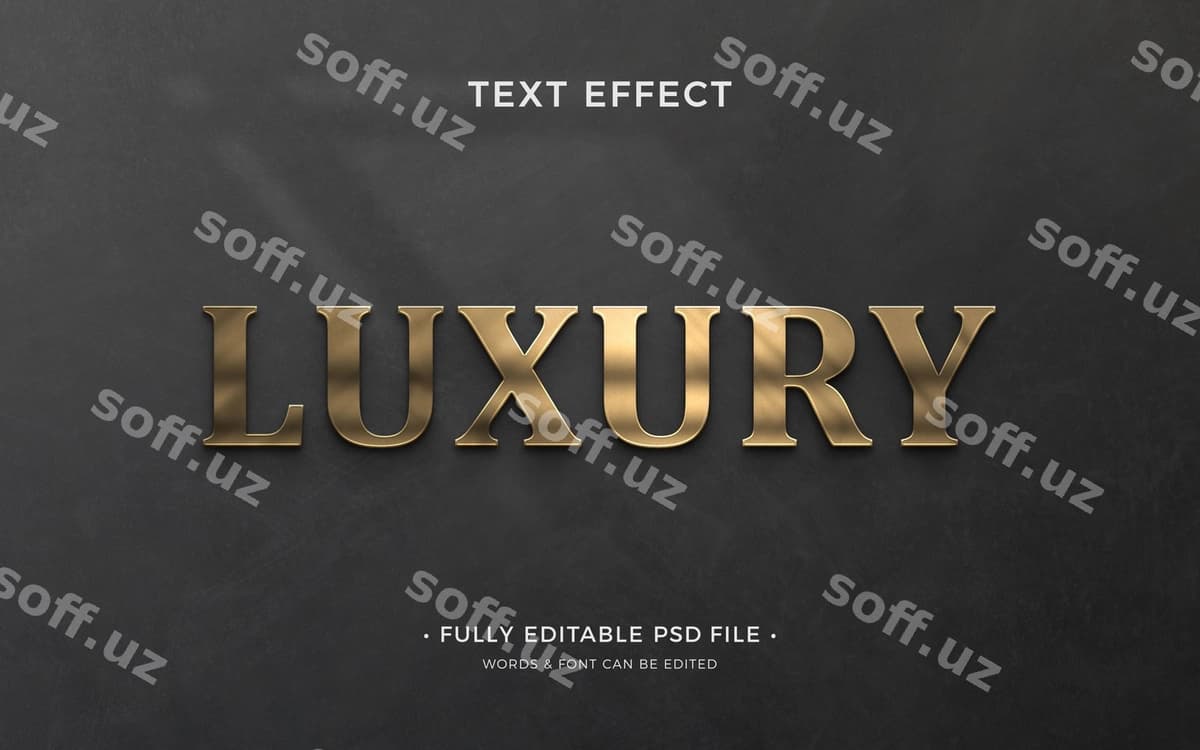 Metal matn effekti soya bilan | Metal text effect with shadow