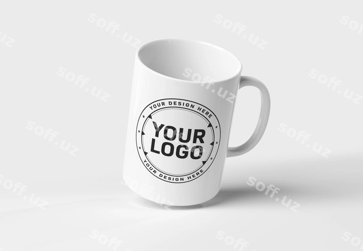 Mockup suza choy qoshiq oq fonda | Mockup floating mug white background