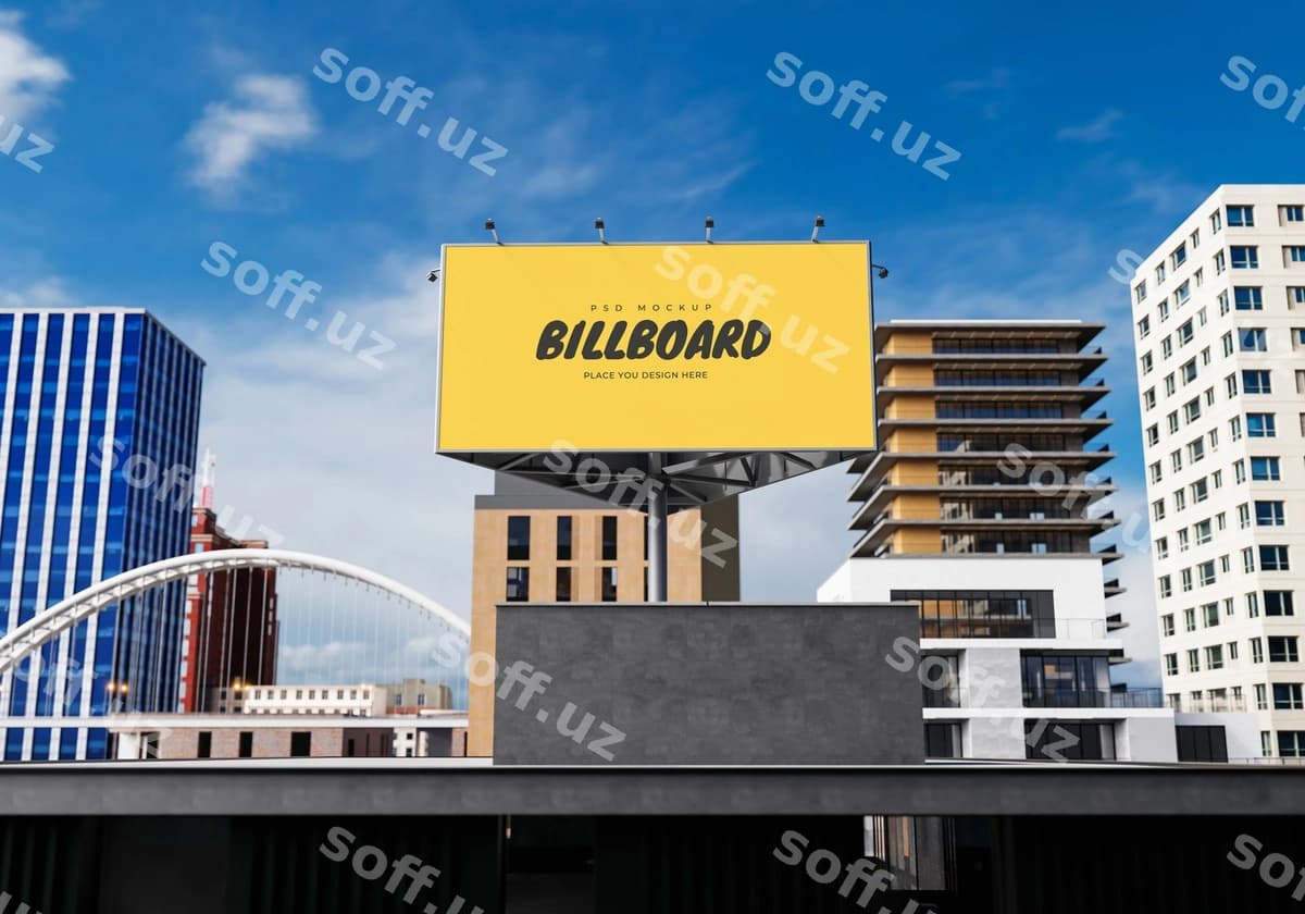 Mockup to'g'ri to'rtburchak billboard psd | Mockup rectangular billboard psd