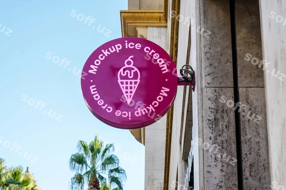 Namuna belgi muzza shahar | Mockup sign ice cream city