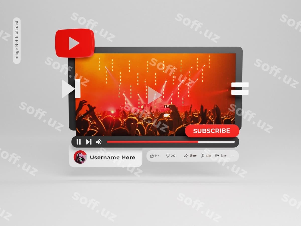 YouTube video pleer maketi | Mockup youtube video player