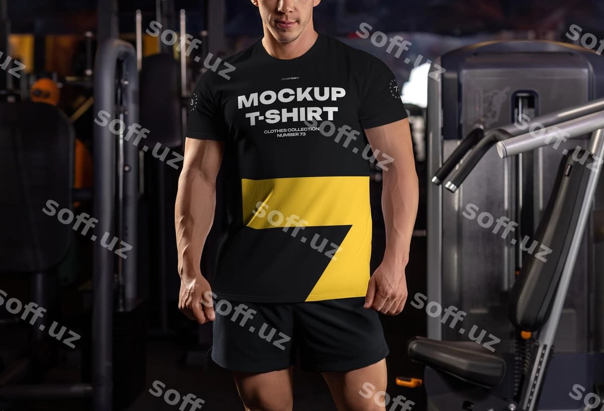 Mockup-lar erkaklar uchun futbolka jism-guzallik sport zali | Mockups men039s tshirt bodybuilder gym