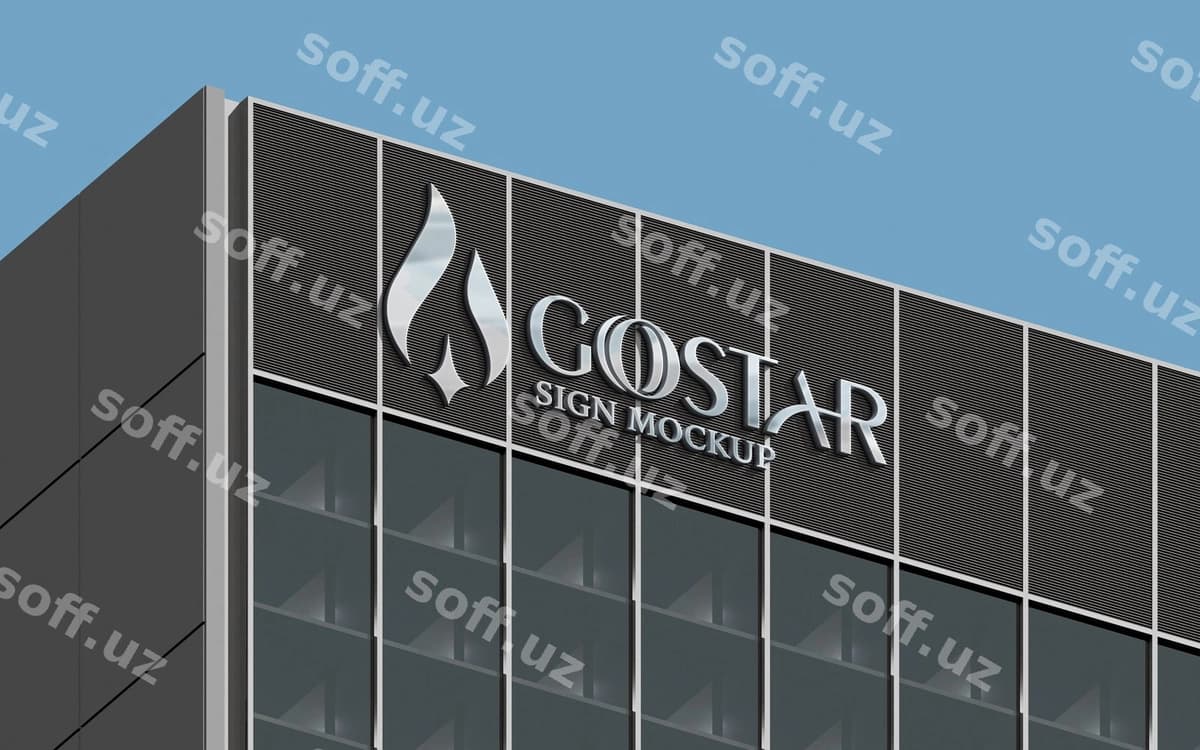 Zamonaviy 3D bino belgi namunasi | Modern 3d building sign mockup