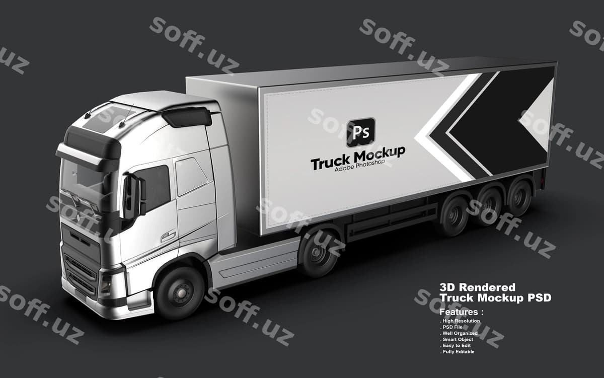 Zamonaviy yetkazib beruvchi yuk avtomobili 3D namunasi | Modern delivery truck 3d mockup