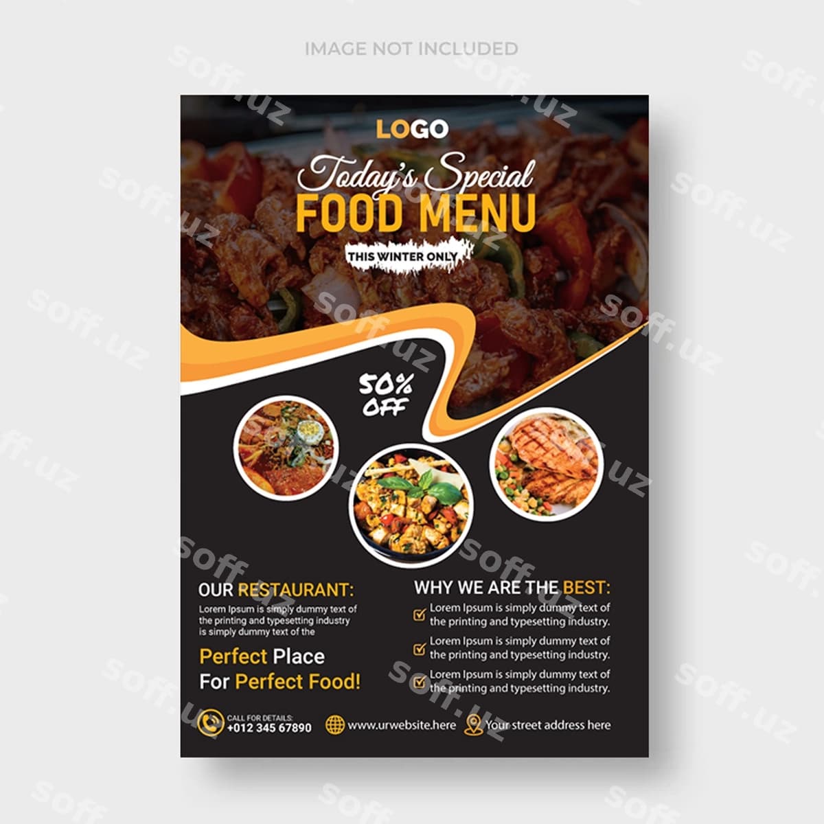 Zamonaviy restoran flyer dizayn shabloni | Modern restaurant flyer design template