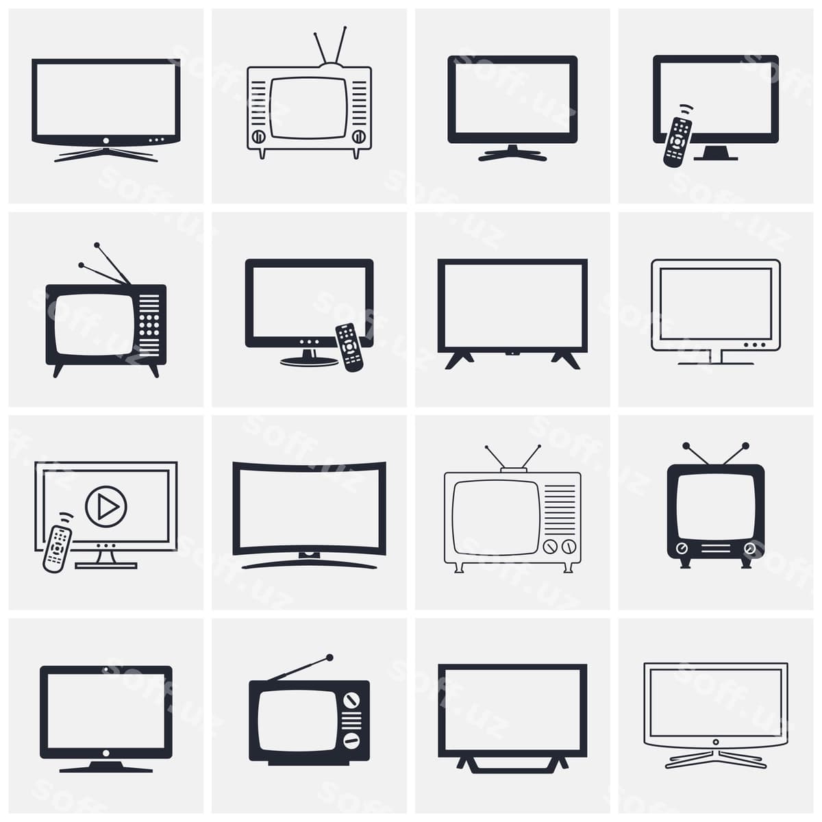 Zamonaviy retro TV ikonkalar | Modern retro tv icons