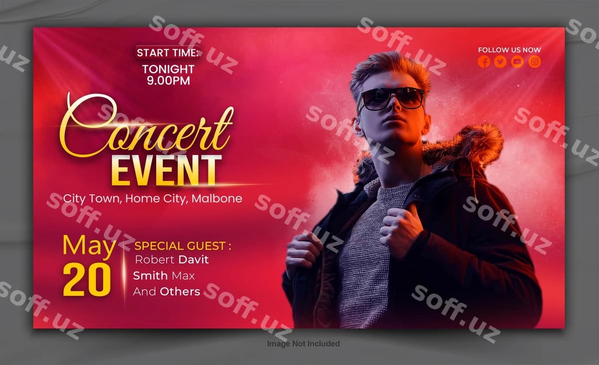 Musiqa to'pcha banner dizayn shablon | Music party banner design template
