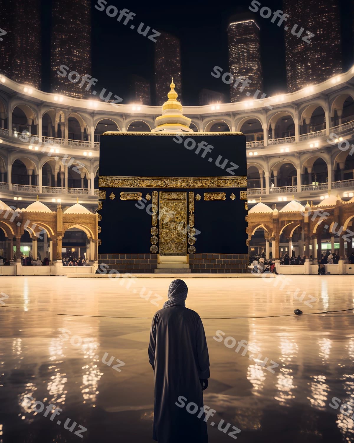 Muslim erkak Makkahda namoz oqiyotgan | Muslim man praying makka