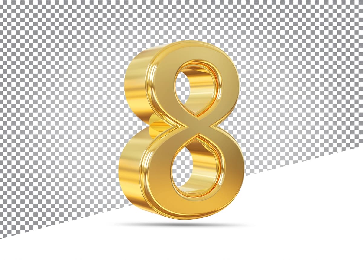 Oltin raqam 8 3D hashamatli | Gold number 8 3d luxury