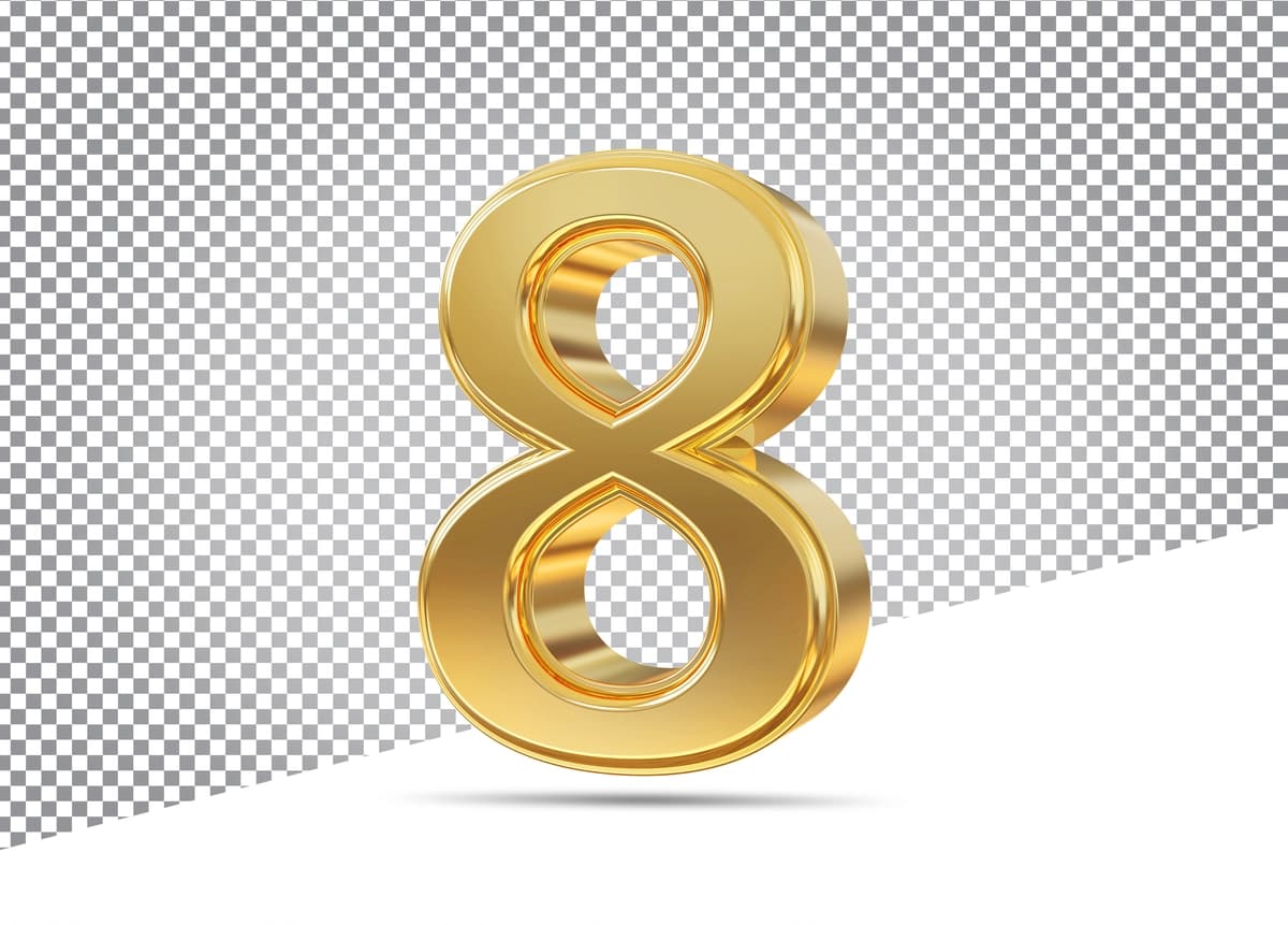 8 raqami oltin 3d | Number 8 golden 3d