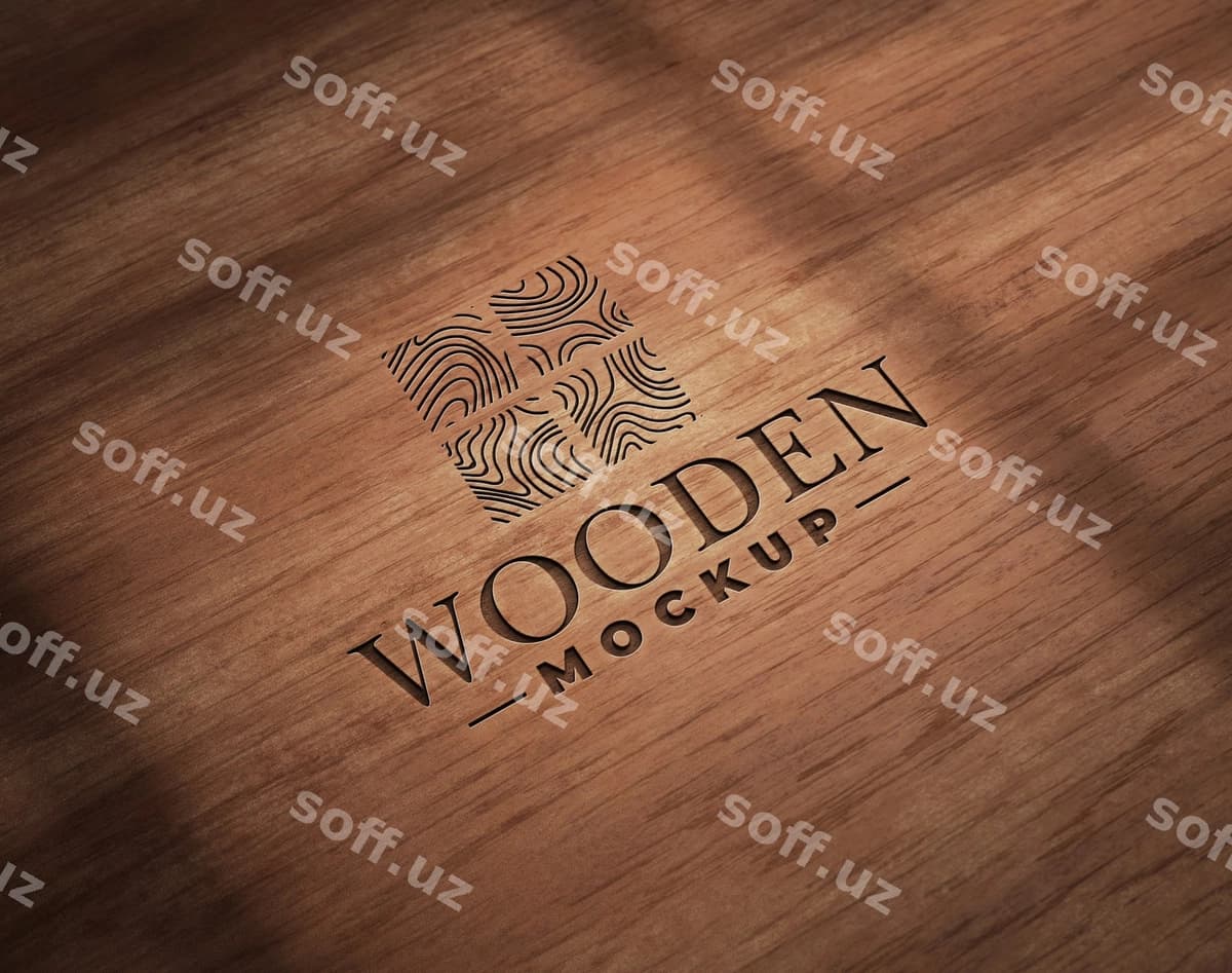 Eski chizish logotipi namunasi yog'och | Old engraving logo mockup wood