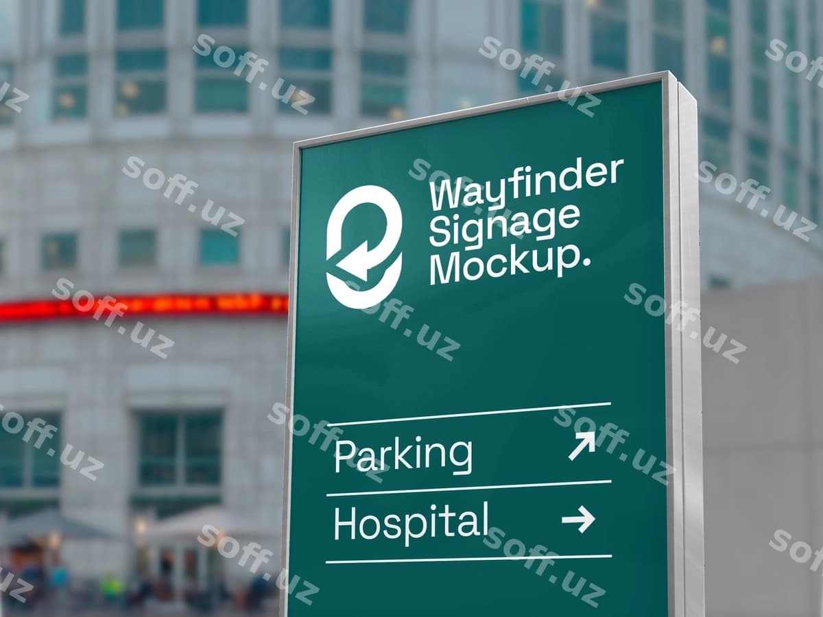 Ochiq havoda yoʻl topuvchi belgisi maketi | Outdoor wayfinder signage mockup