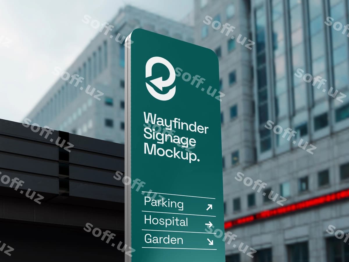 Tashqi yo'nalguidagi belgilari namunasi | Outdoor wayfinder signage mockup