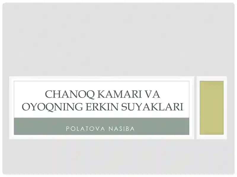 Chanoq kamari va oyoqning erkin suyaklari
