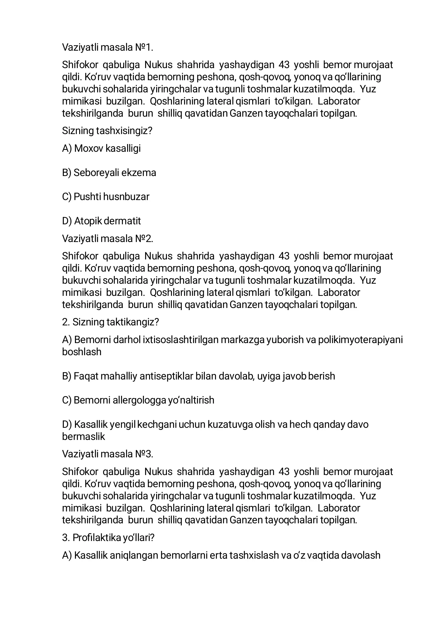 Vaziyatli masala №1