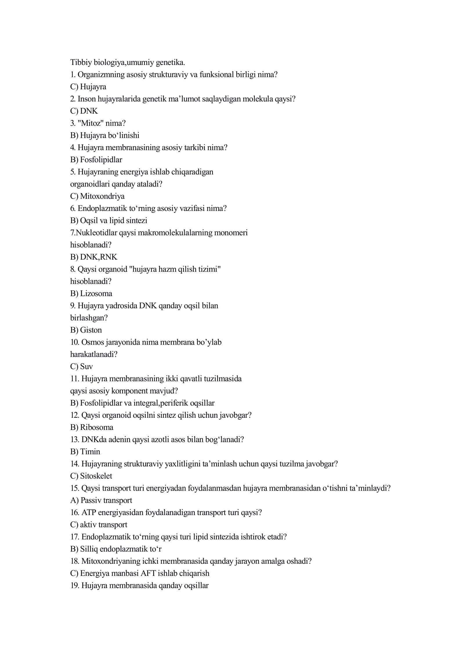 Tibbiy biologiya,umumiy genetika