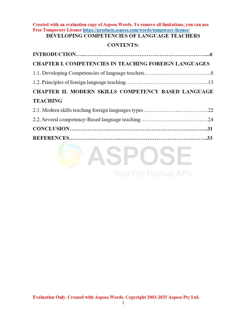 Developing Competencies of Language Teachers