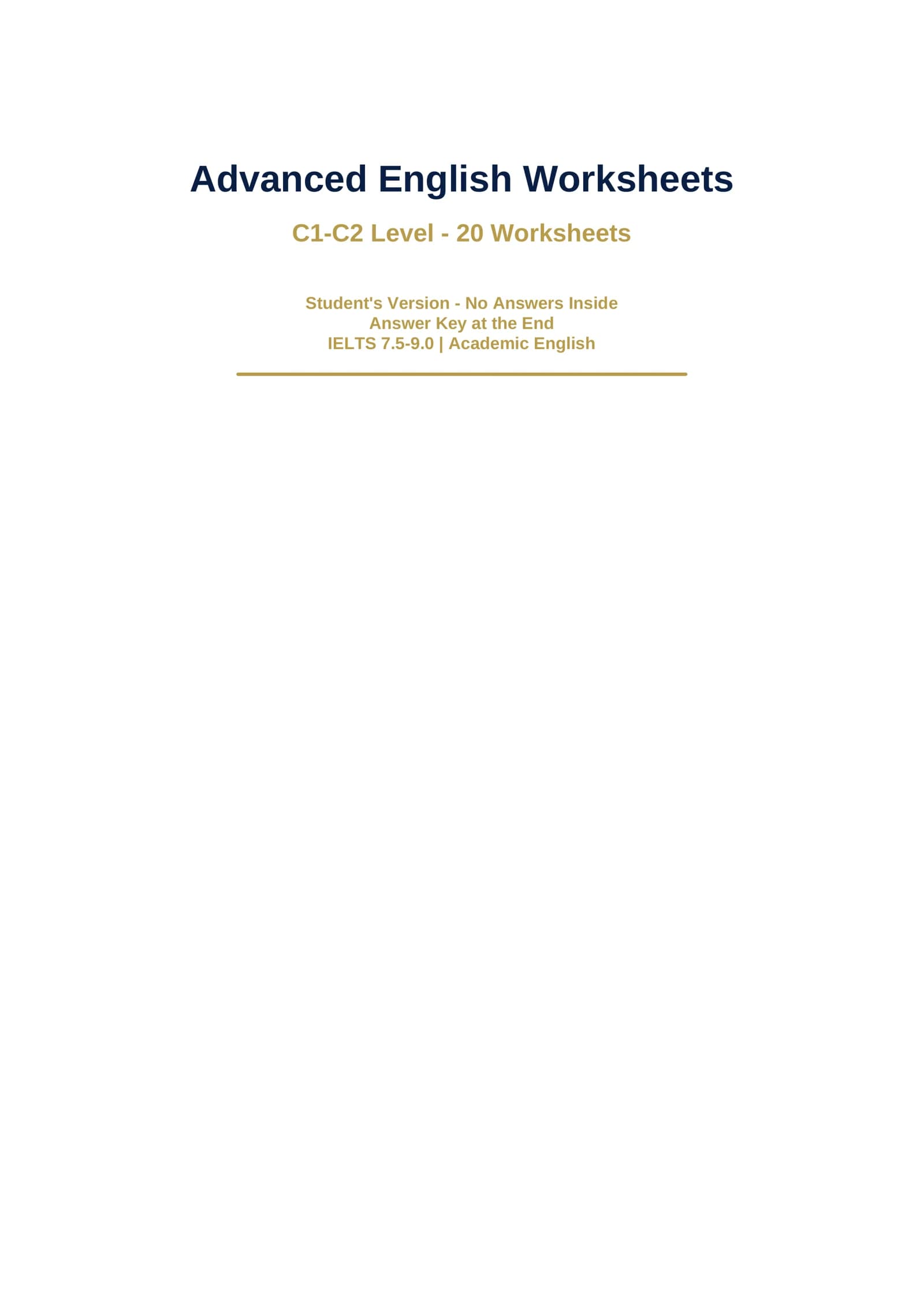 Advanced English Worksheets (Ingiliz Tili)