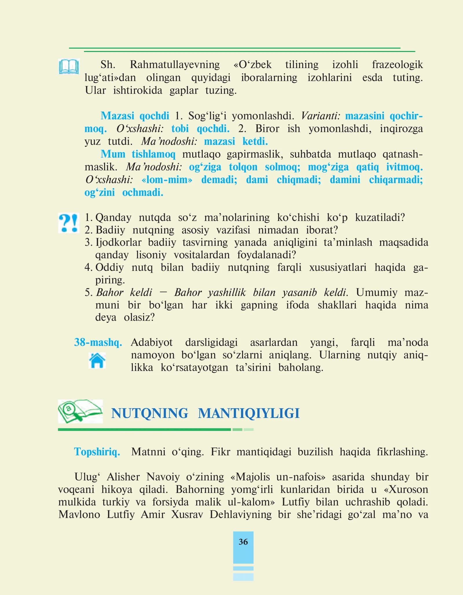 O‘zbek tilining izohli frazeologik lug‘ati