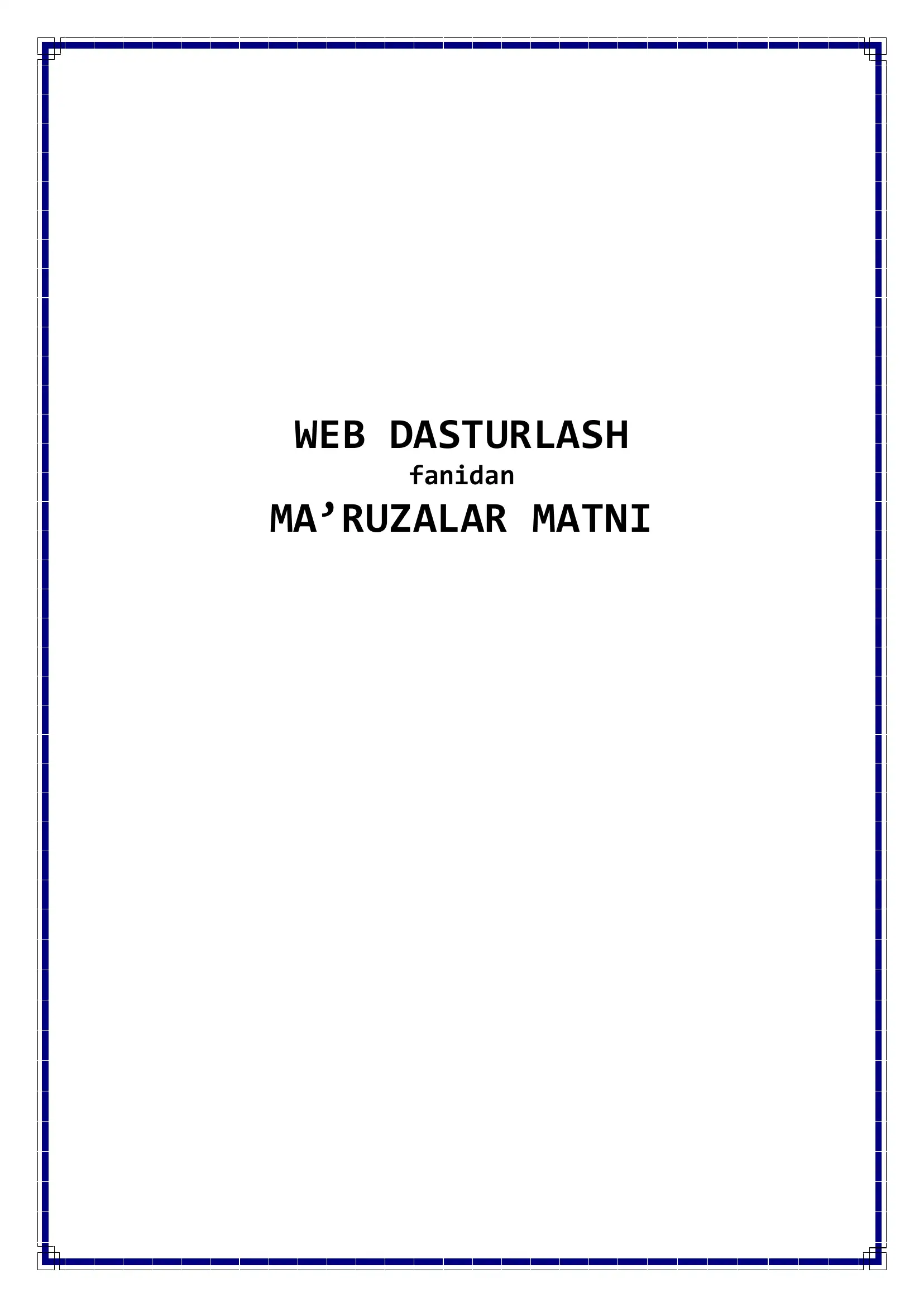 WEB DASTURLASH