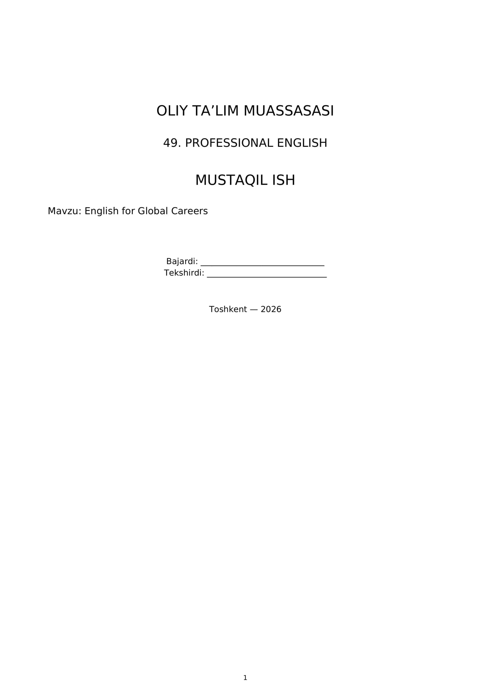 English for Global Careers