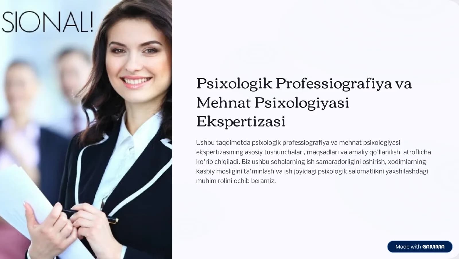 Psixologik Professiografiya va Mehnat Psixologiyasi Ekspertizasi