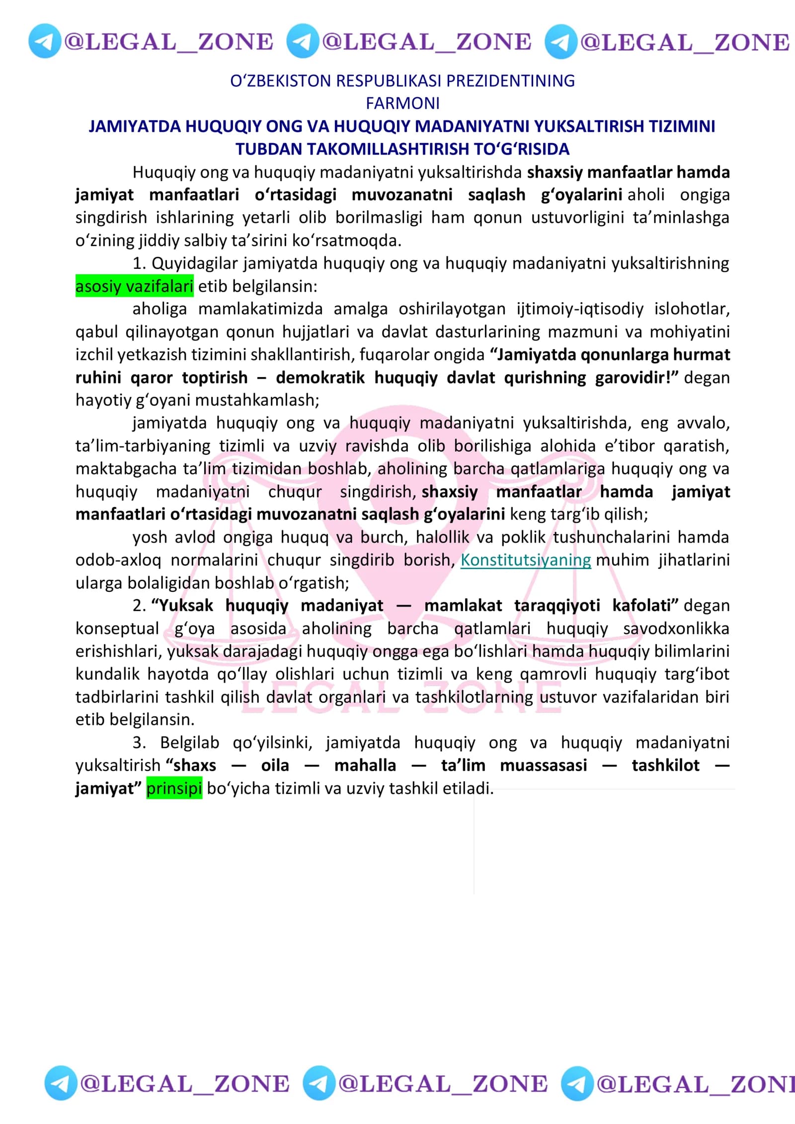 O‘zbekiston Respublikasi Prezidentining Farmoni