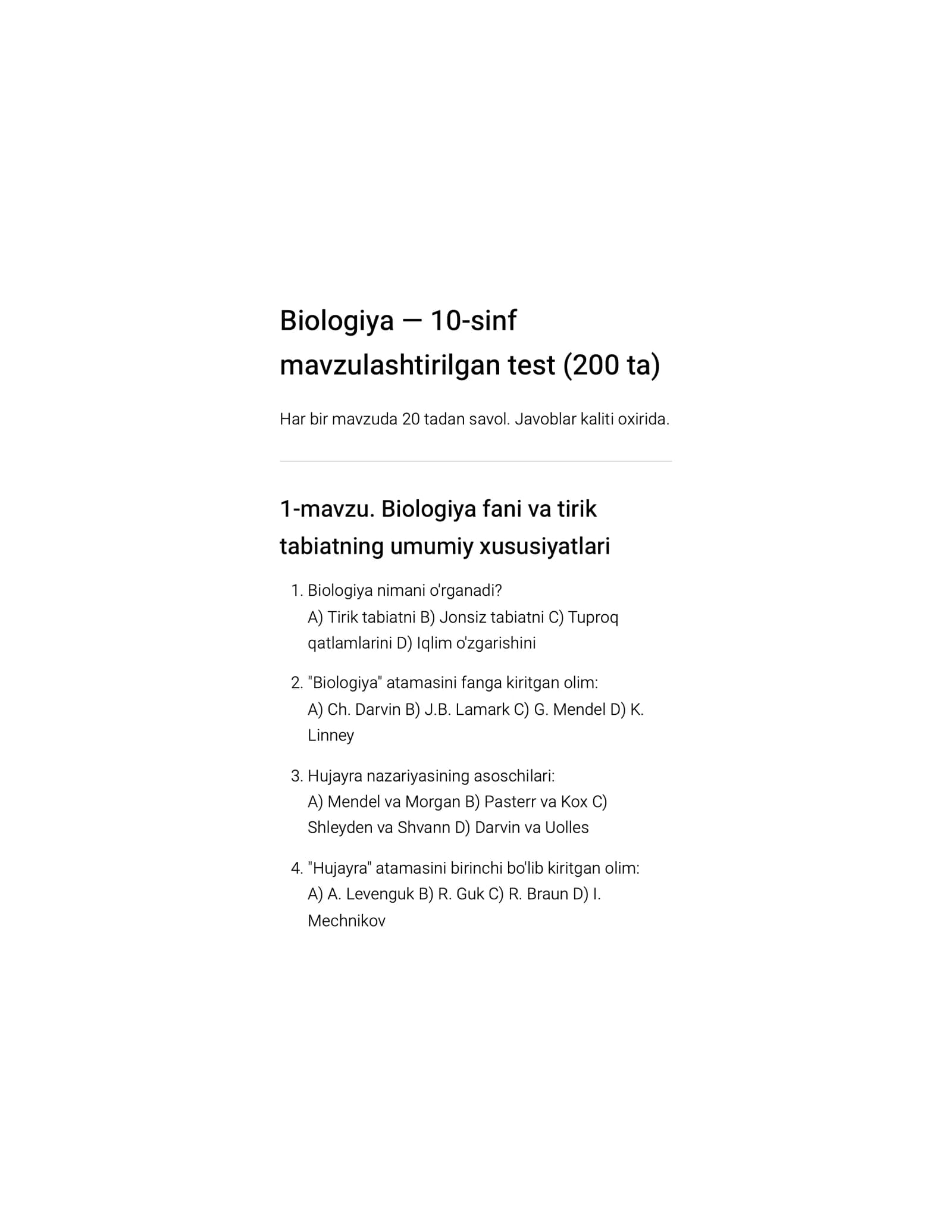 Biologiya — 10-sinf