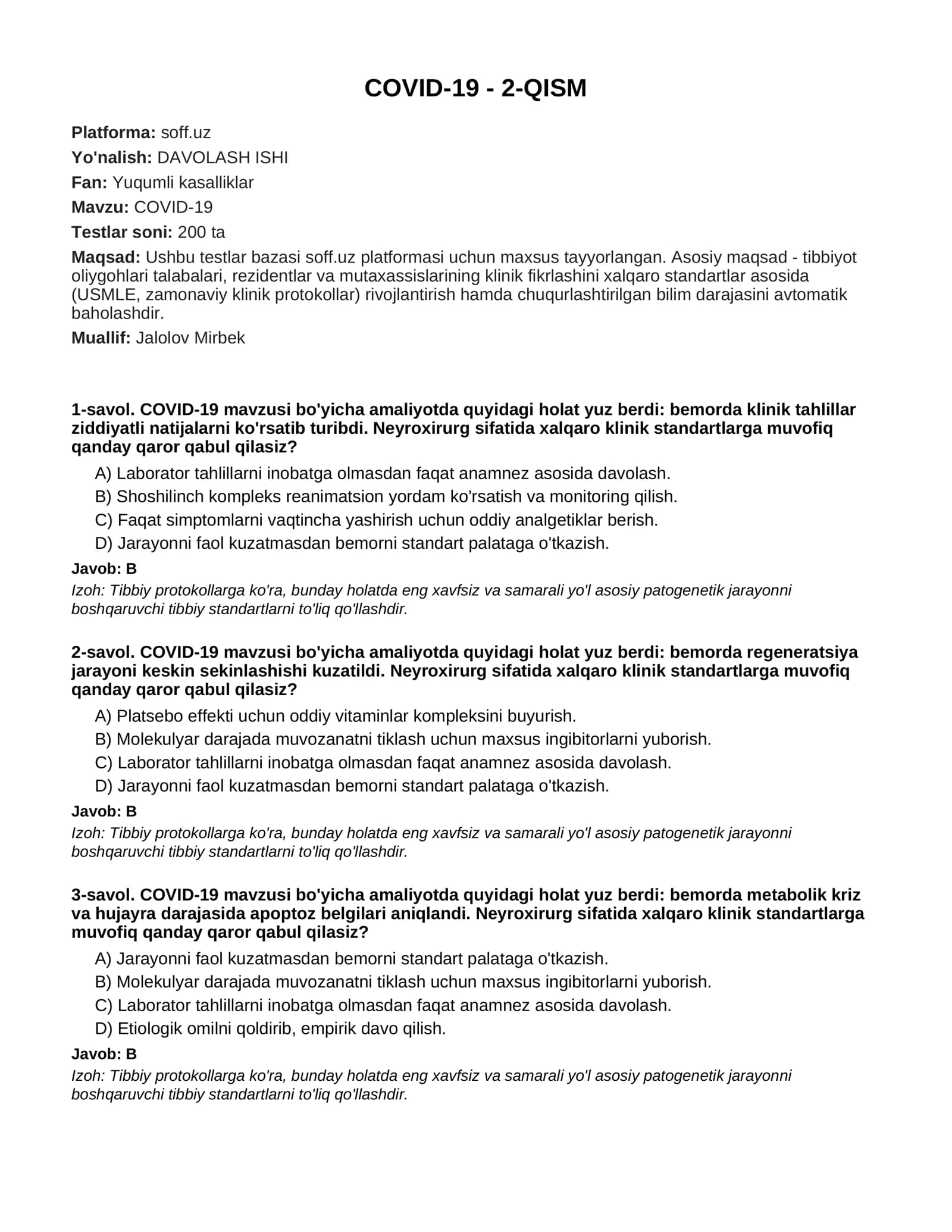 COVID-19 - 2-QISM