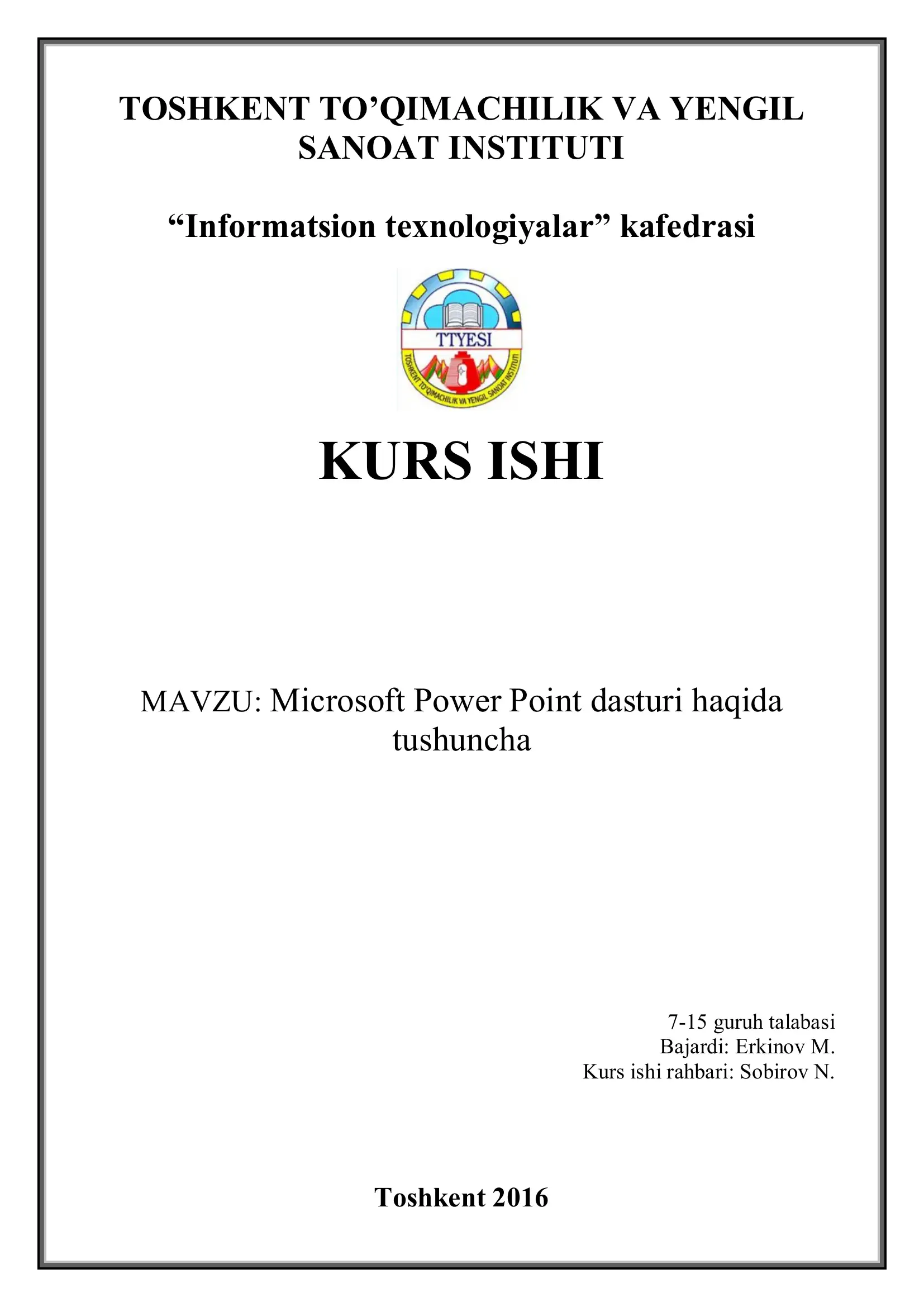 Microsoft Power Point dasturi haqida
