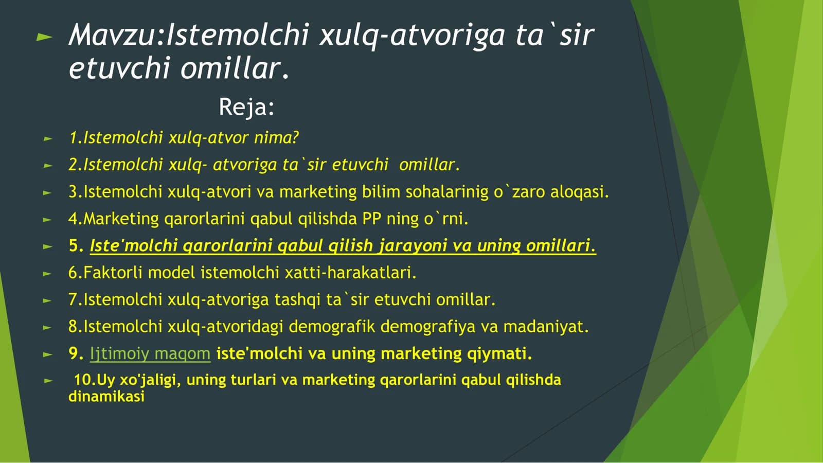Istemolchi xulq-atvoriga ta`sir etuvchi omillar
