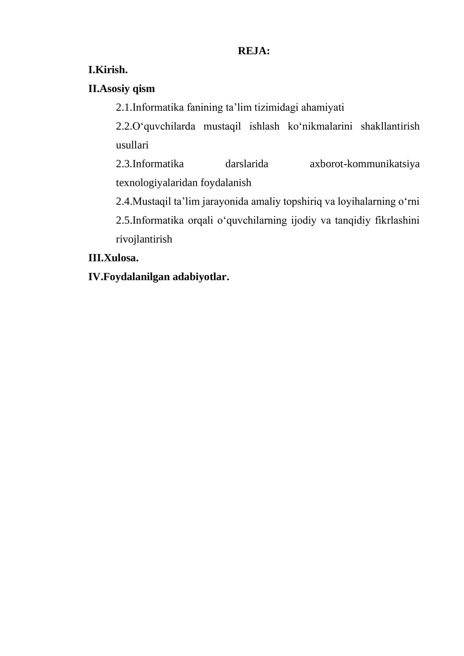 O’quvchilarda mustaqil ishlash konikmalarini shakilantrishda informatikaning o’rni