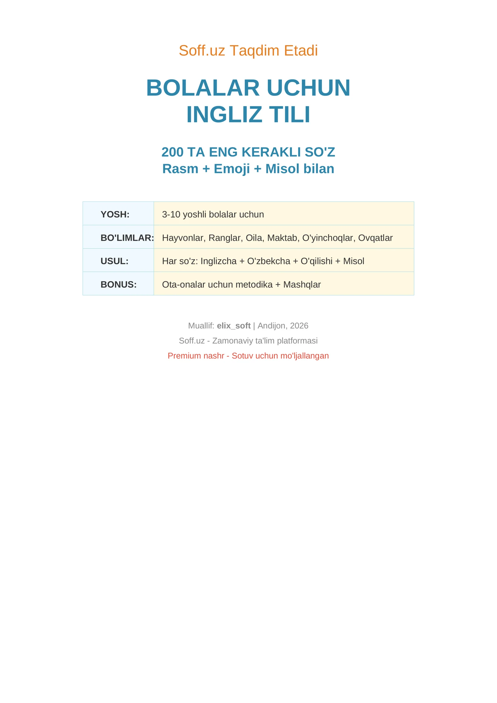 INGLIZ TILI 200 TA ENG KERAKLI SO'Z