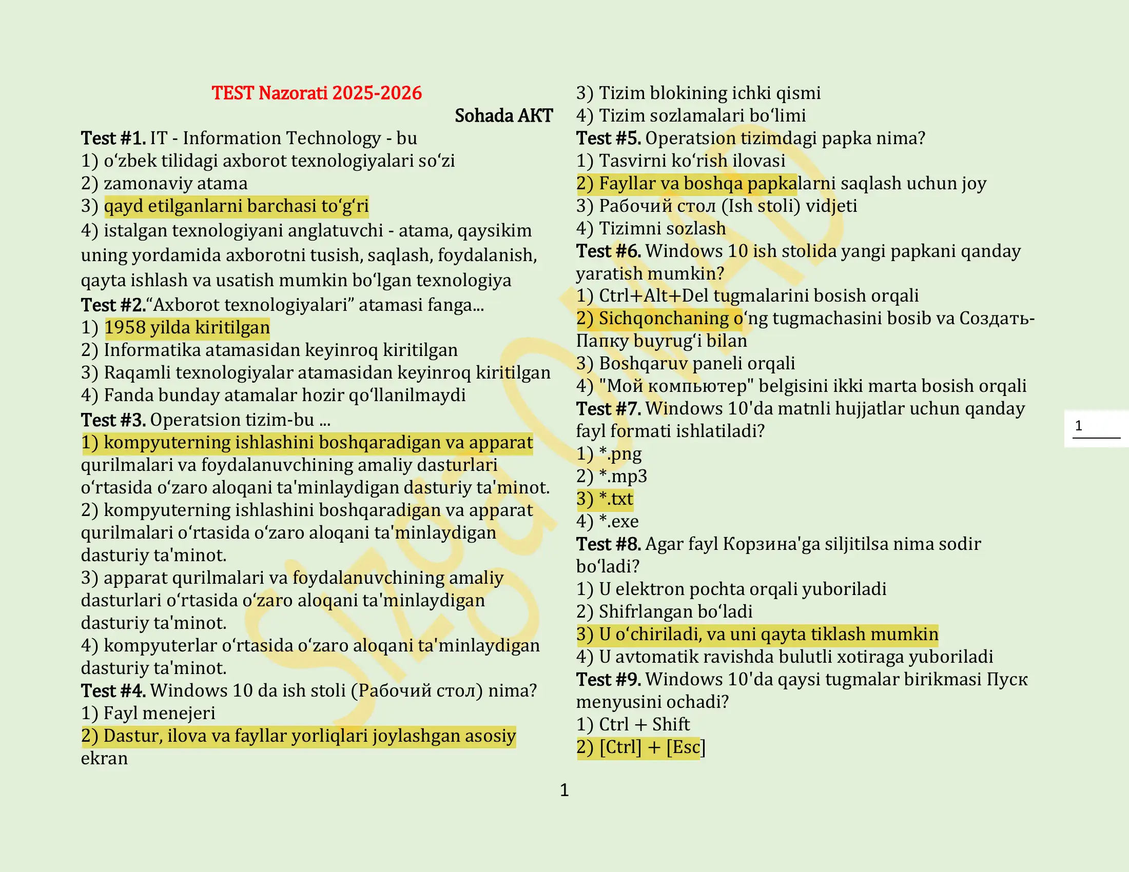 TEST Nazorati 2025-2026