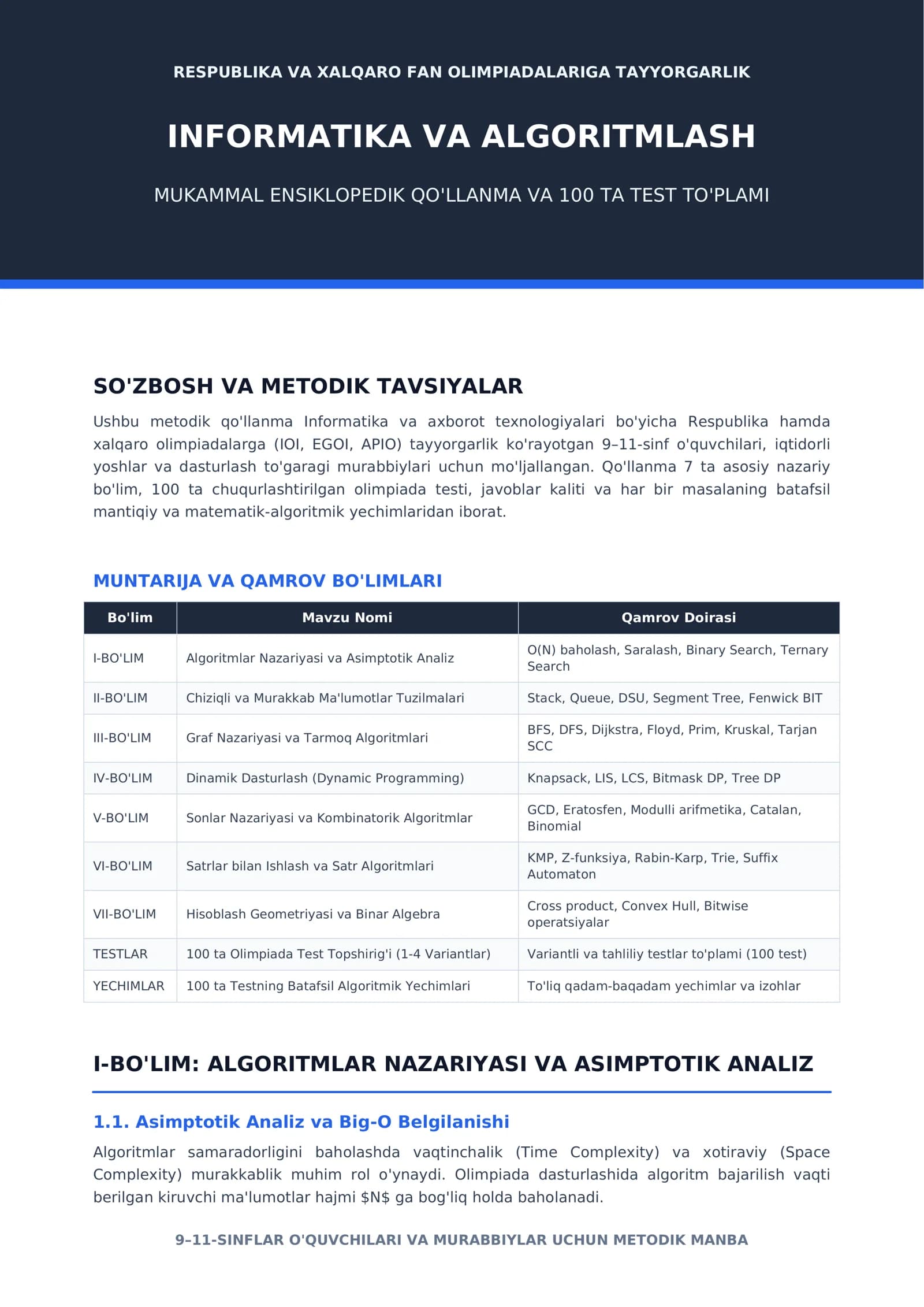 INFORMATIKA VA ALGORITMLASH