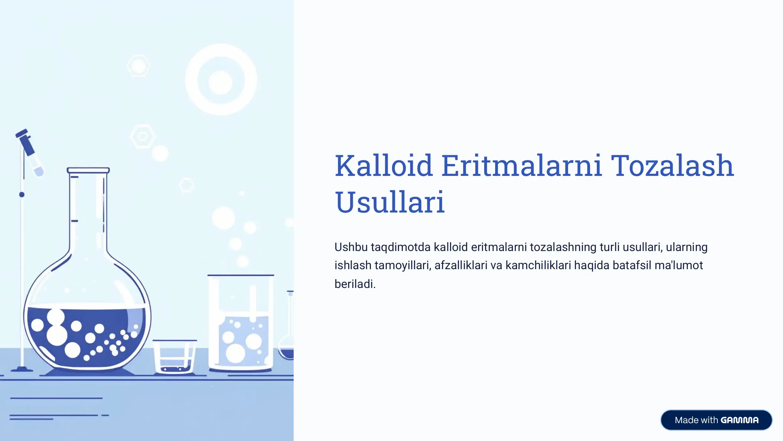 Kalloid Eritmalarni Tozalash