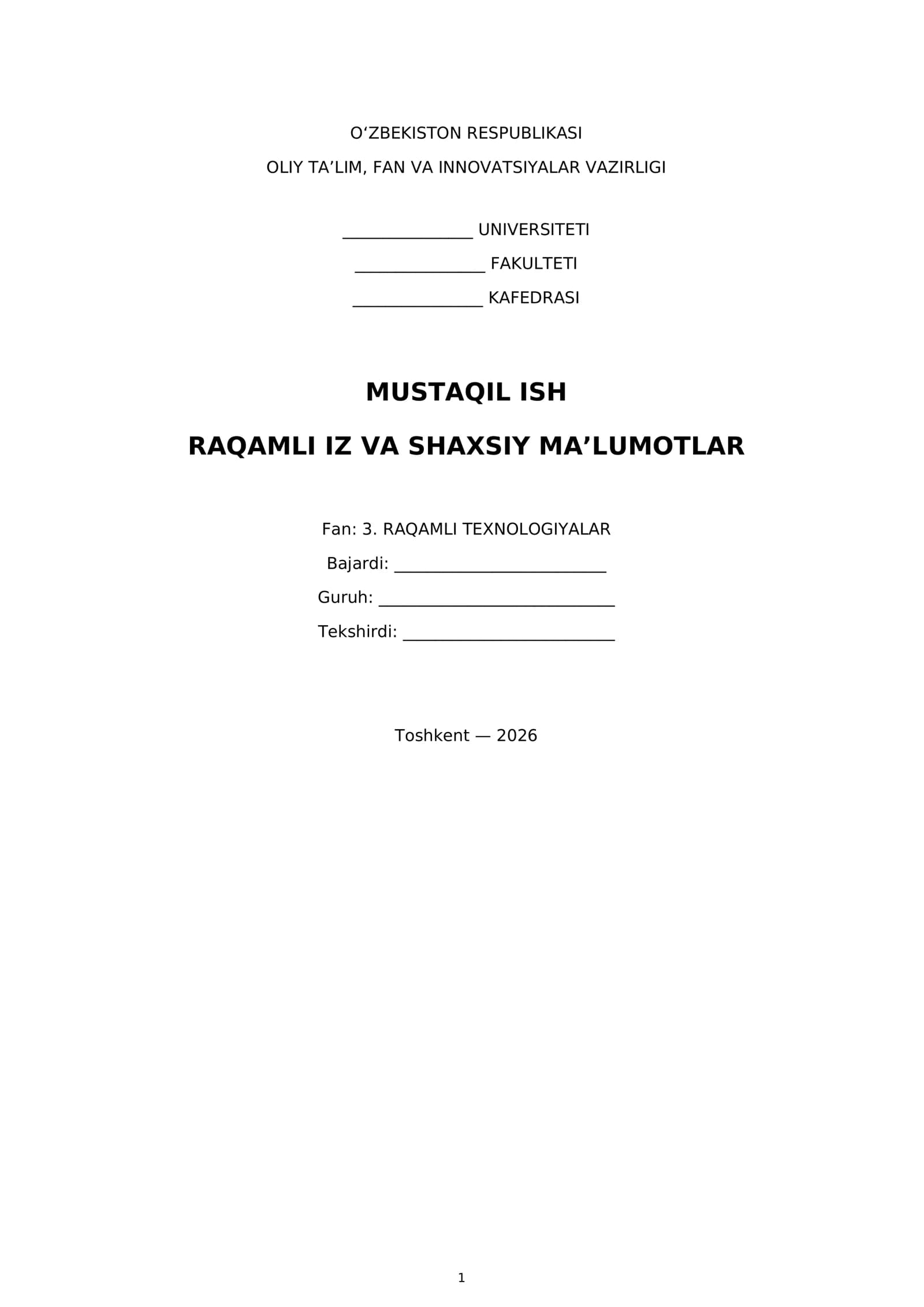 Raqamli Iz va Shaxsiy Ma'lumotlar