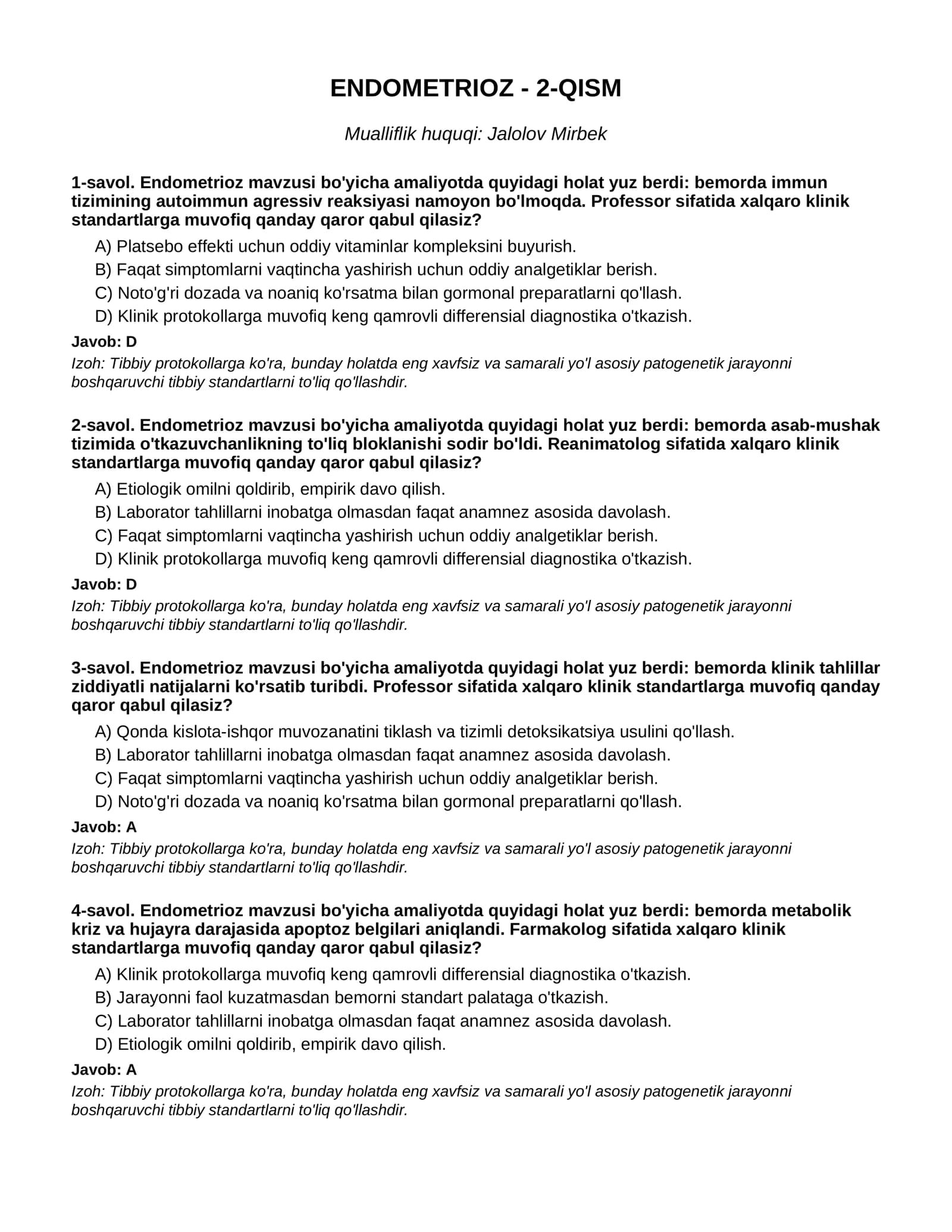 ENDOMETRIOZ - 2-QISM